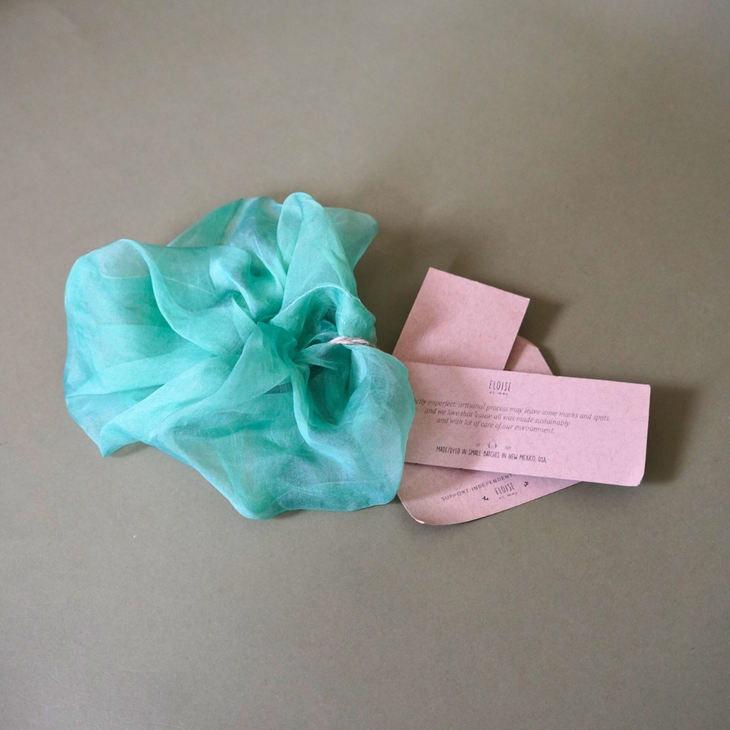 Plant Dyed Silk Scrunchie - Green Leaf