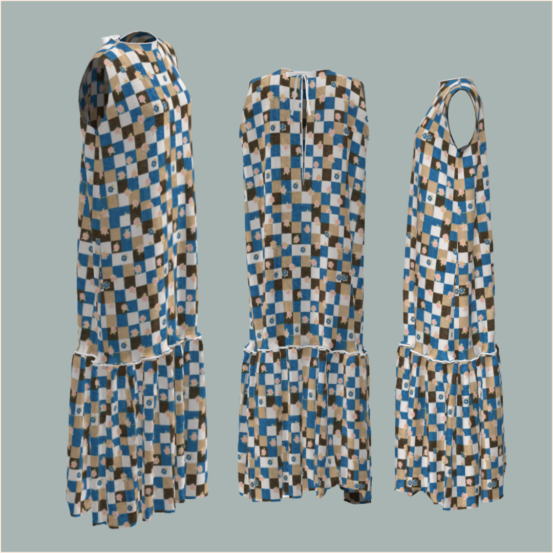 Custom Celia Midi Dress - Wildflower Check