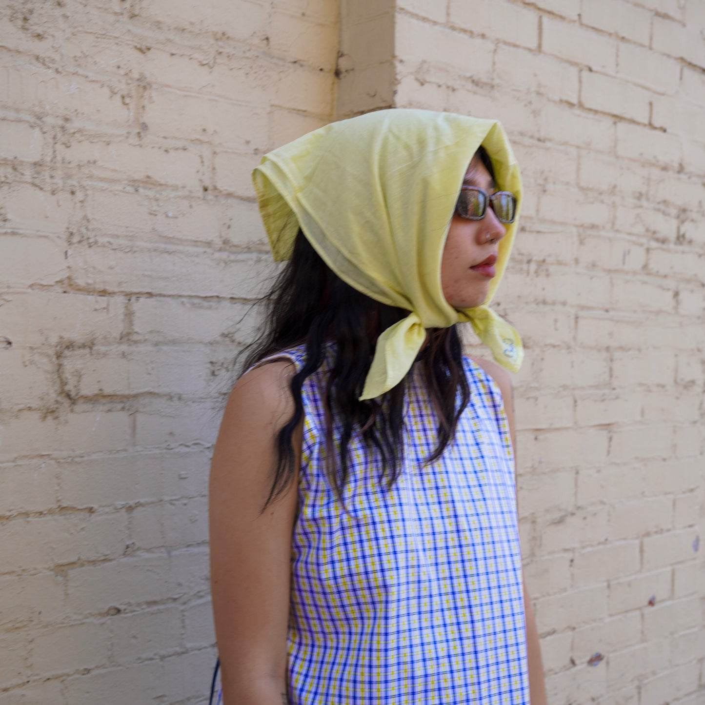 Hand Embroidered Organic Cotton Bandana - Ciao, Yellow