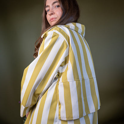 Citrus & Beige Lightweight Canvas Morning Coat - Medium