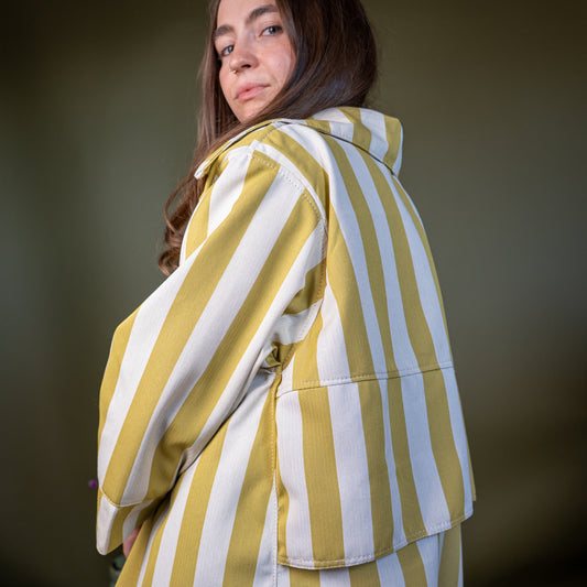 Citrus & Beige Lightweight Canvas Morning Coat - Medium