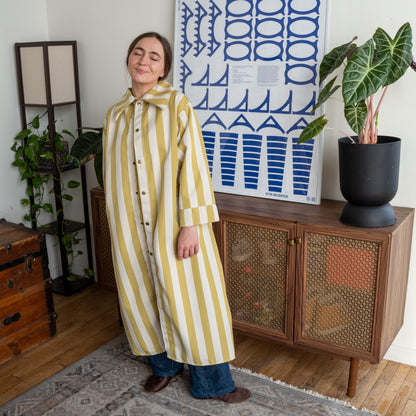 Citrus & Beige Lightweight Canvas Morning Coat - Medium