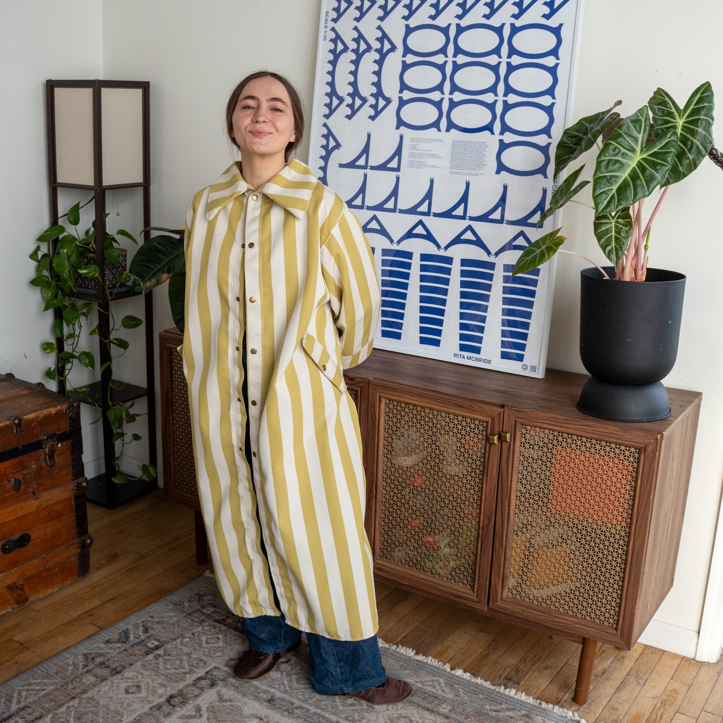 Citrus & Beige Lightweight Canvas Morning Coat - Medium