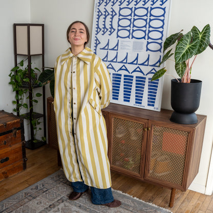 Citrus & Beige Lightweight Canvas Morning Coat - Medium