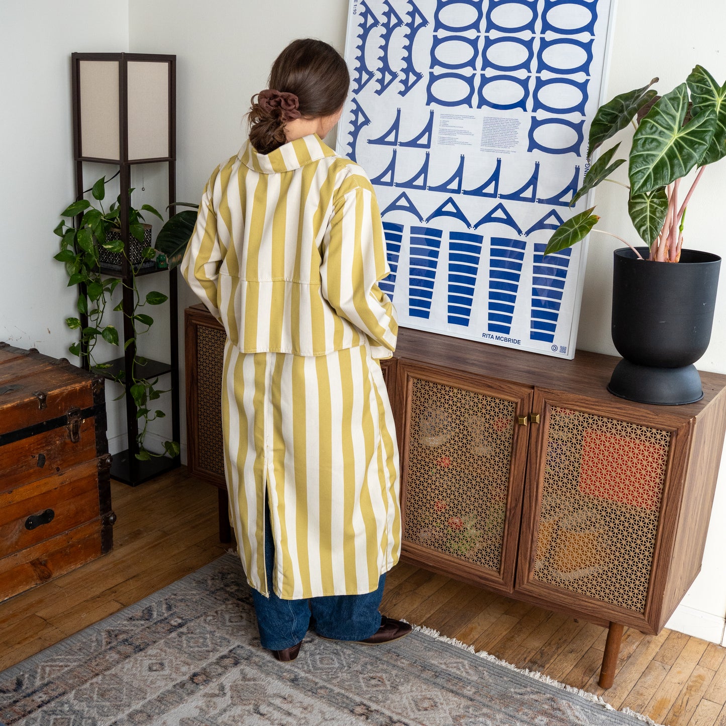 Citrus & Beige Lightweight Canvas Morning Coat - Medium