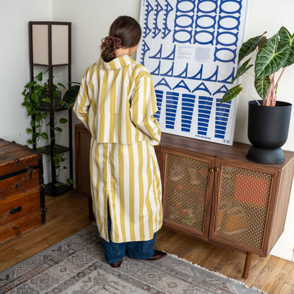 Citrus & Beige Lightweight Canvas Morning Coat - Medium