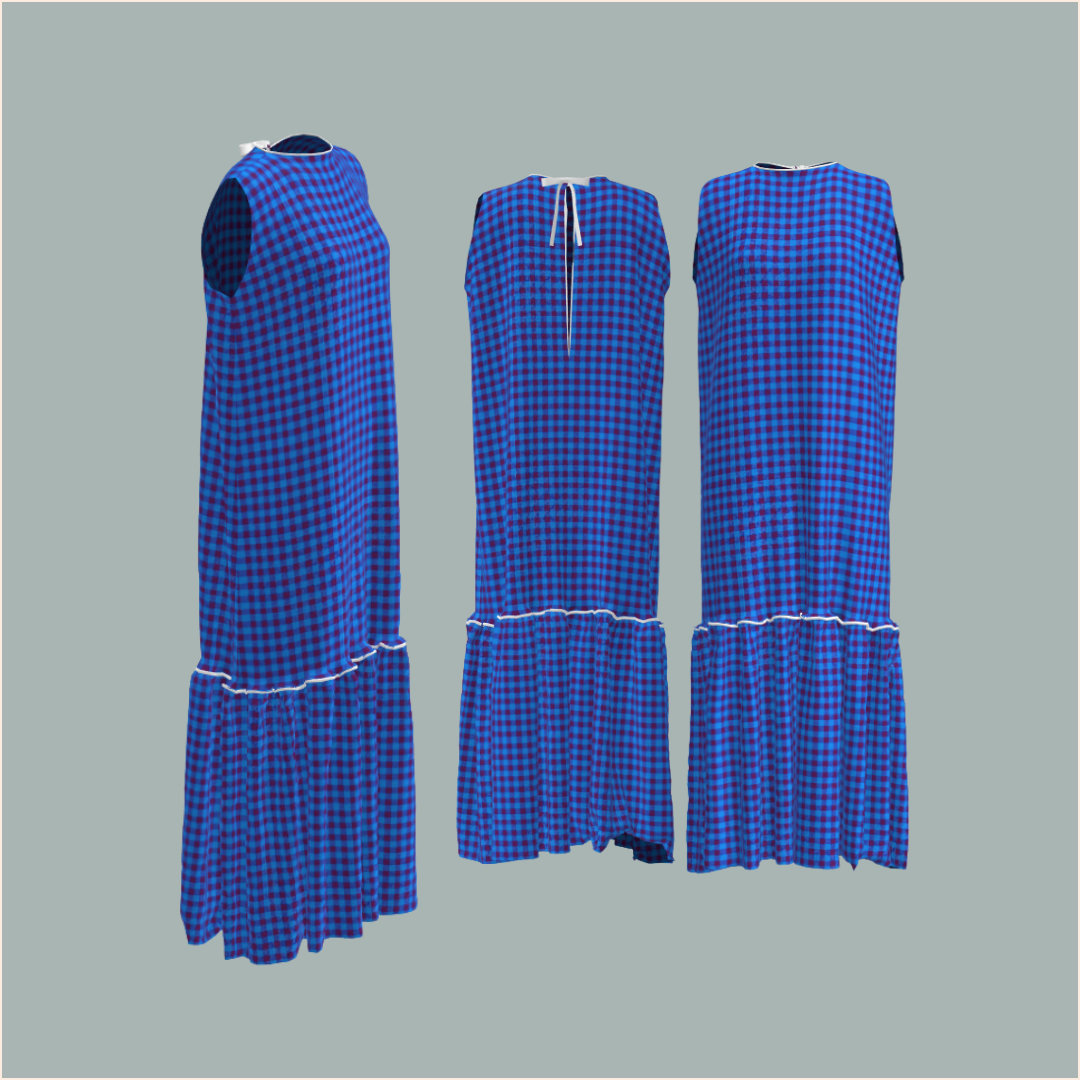 Custom Celia Midi Dress - Iris Grid